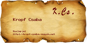 Kropf Csaba névjegykártya